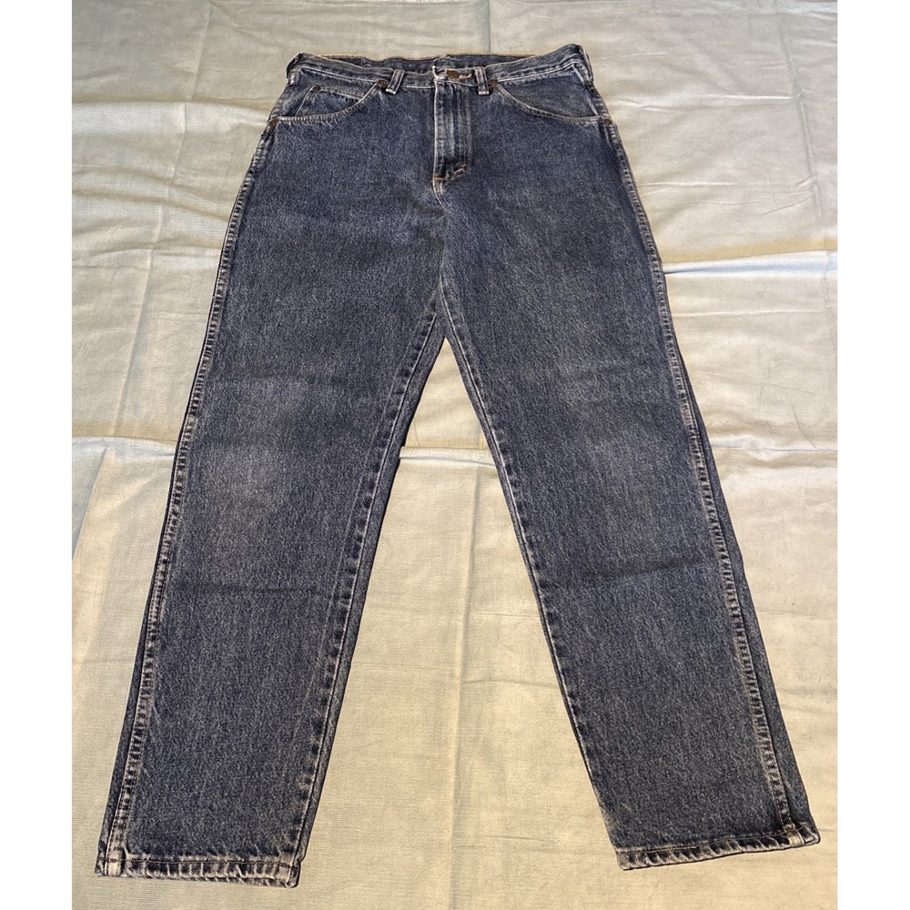 Wrangler Authentic Jeans Mens 33x32 Dark Wash Straight Leg Made in USA 97601DB
